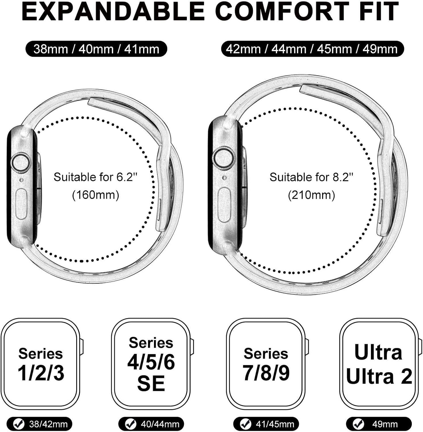 Thumbnail 4 de Anbeer FKM Rubber Bands for Apple Watch 49mm