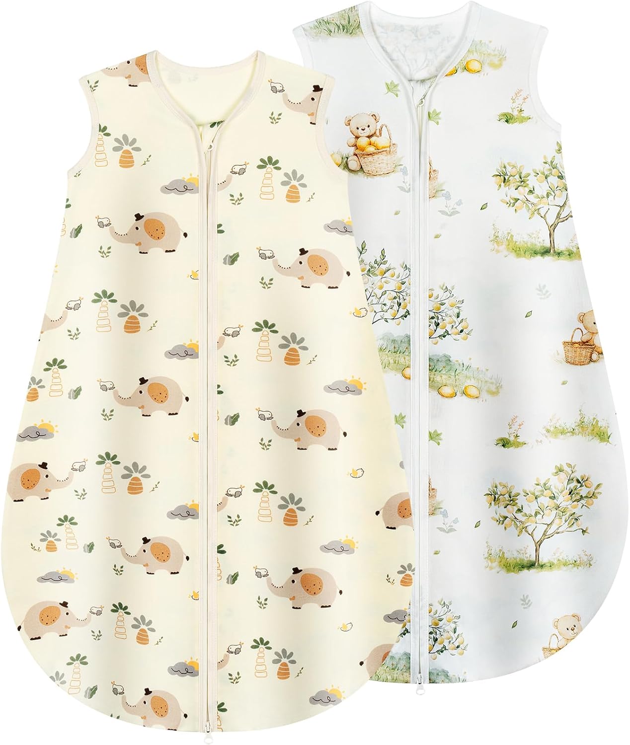 Detalle de Yukkidds Baby Sleeping Bag 0.5 Tog – 100% Cotton, Lightweight Breathing Sleep Sack (2 Pack, Beige Elephant)