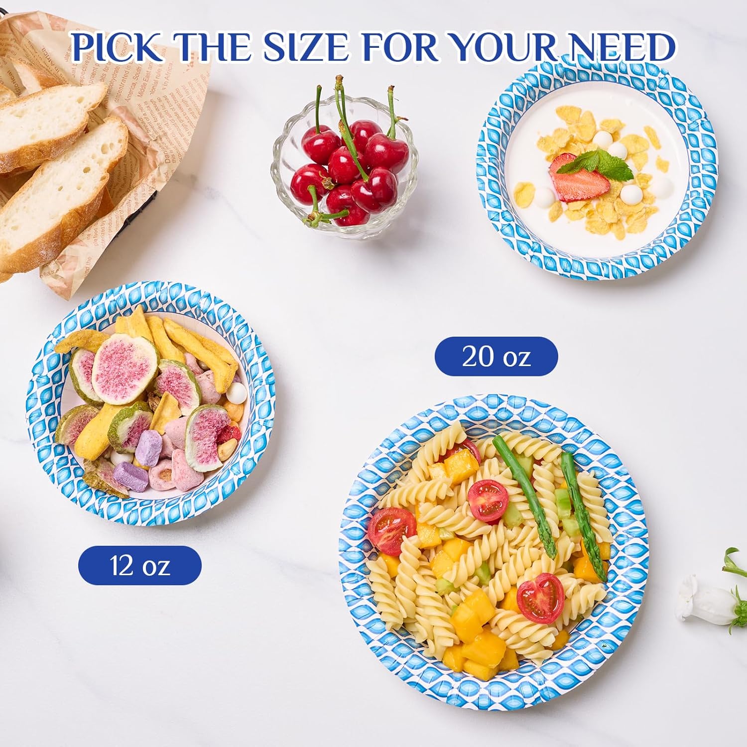 Detalle 2 de MUCHII 12 Oz Paper Bowls — 200 Count, Disposable and Soak-Proof for Everyday Meals