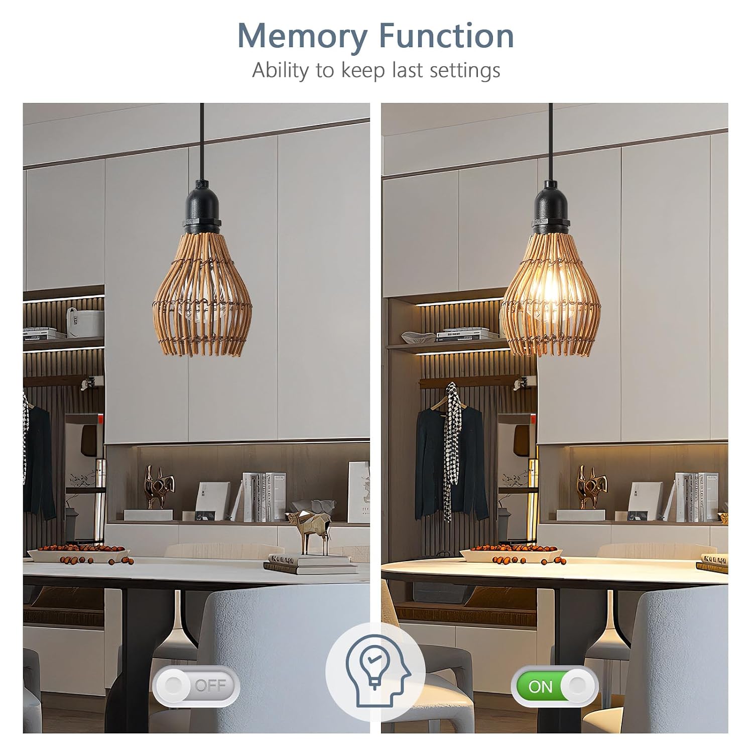 Detalle 2 de SUCIKORIO 3-Pack Outdoor Rattan Pendant Lights, Dimmable, Battery-Powered