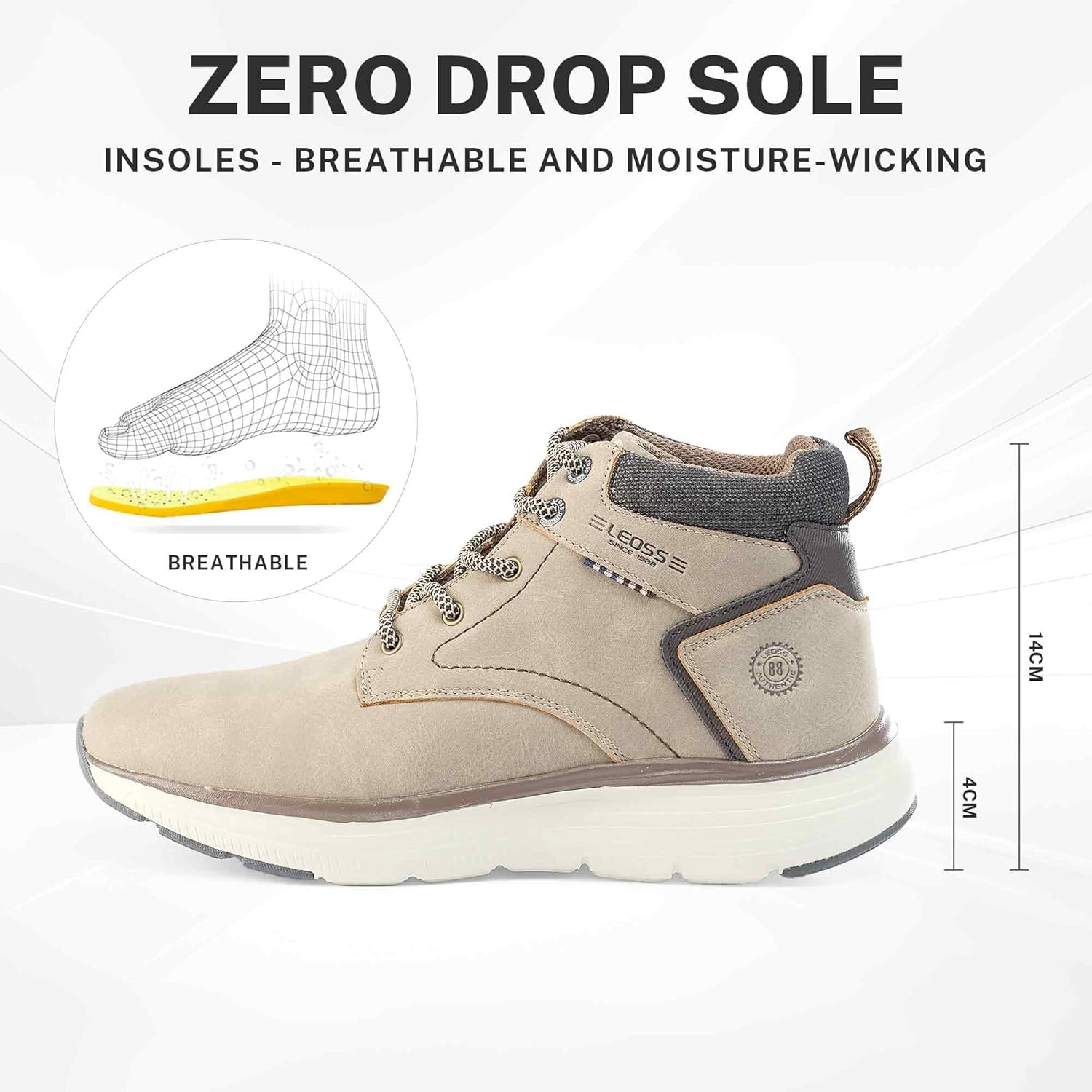 Thumbnail 2 de LEOSS ORIGINAL Uomo Sneakers High Top: leggere e traspiranti per camminare in autunno e inverno