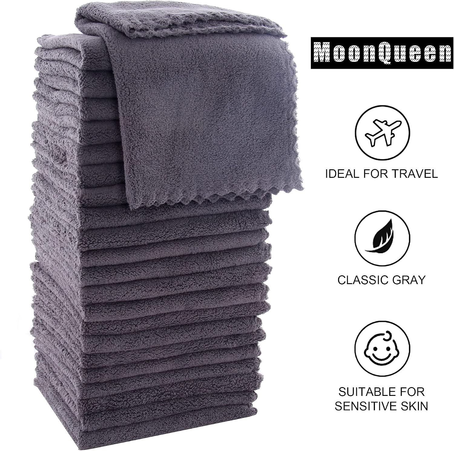 Detalle 2 de MOONQUEEN Washcloth Set, 12 x 12 Inches