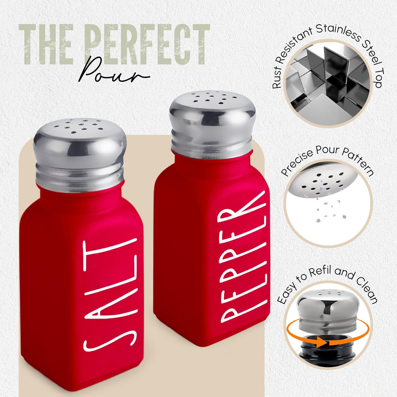 Detalle de Brighter Barns Salt and Pepper Shaker Set, Glass