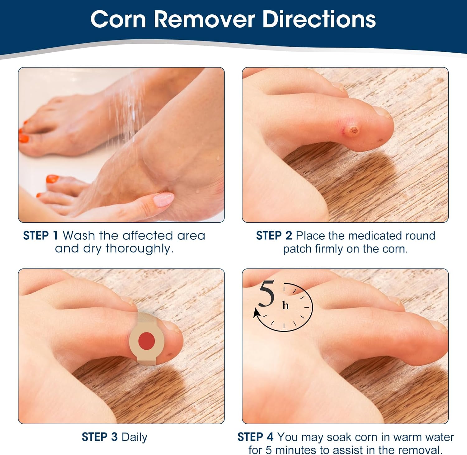 Thumbnail 4 de MYMULIKE Corn Removal Plasters for Feet – 60 Count Corn Cushions for Feet, Toes, Hands and Wart Removal