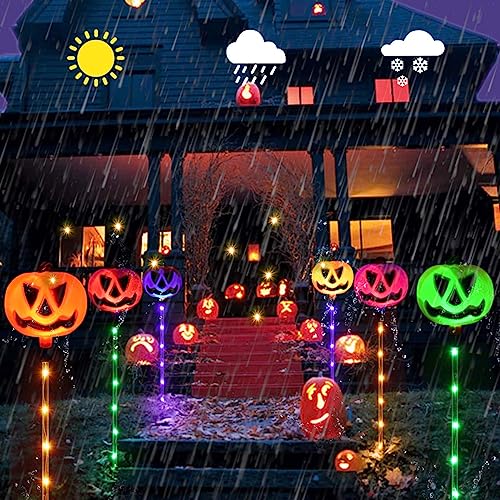 Detalle 2 de Homeleo Solar Pumpkin Stake Lights: Set of 6 for Halloween