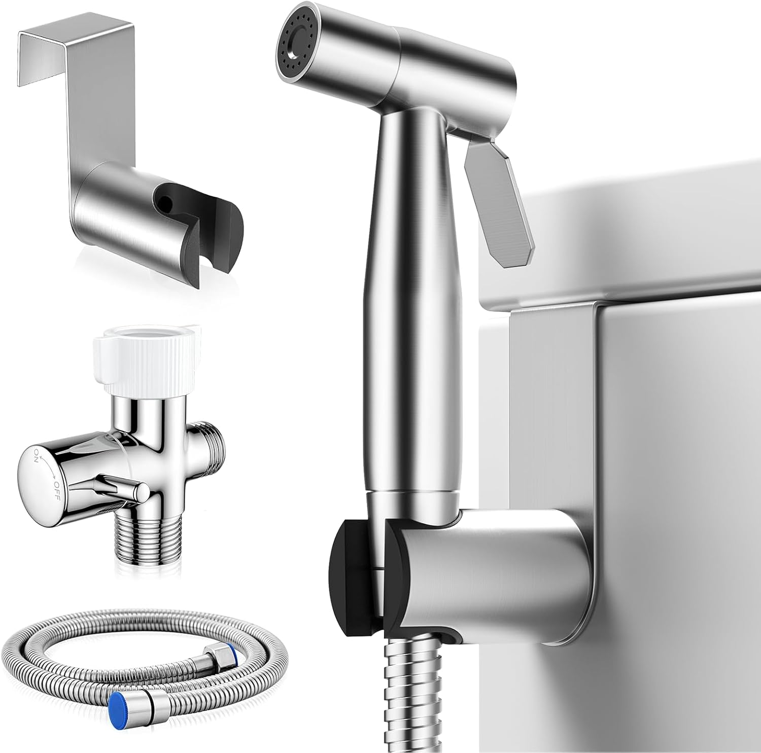 Detalle de BRITULIF BBS-09 Handheld Bidet Sprayer, Stainless Steel, Brushed Nickel