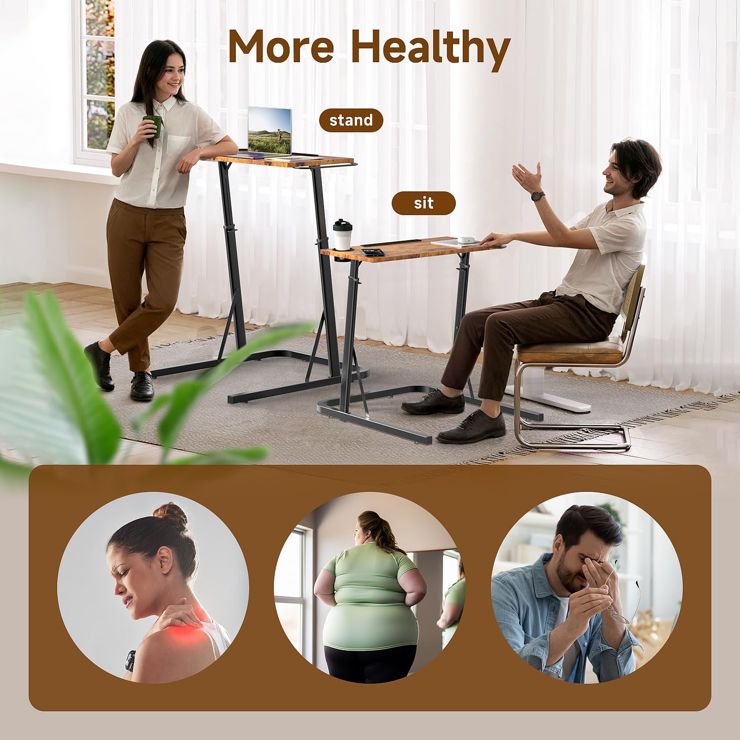 Detalle de VTORY FT0701US1001 Adjustable Standing Desk for Treadmills and Cycling