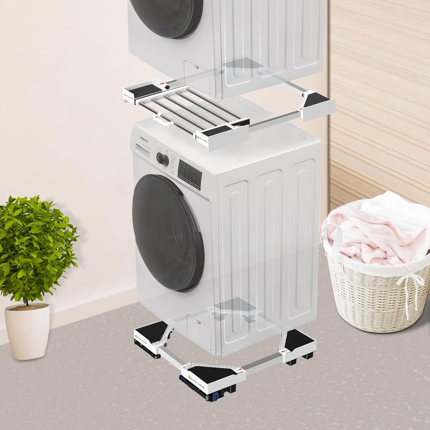 Thumbnail 6 de NIUXX base universelle pour machine à laver avec anti-vibration et freins réglables (42 à 69 cm)