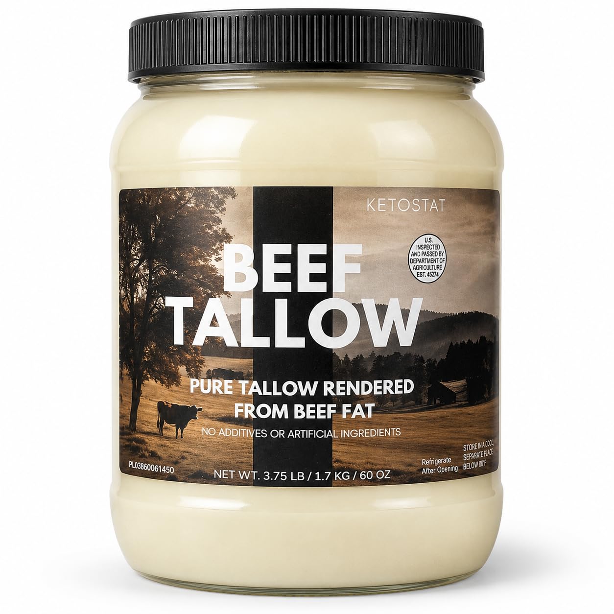 Detalle de Ketostat Beef Tallow, 3.75 lb (60 oz) Cooking Fat for Frying and Roasting