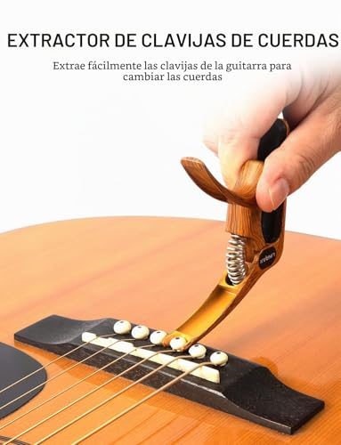 Detalle 2 de Linrax C1 Cejilla Guitarra 3 en 1 con Soporte para Púas y Extractor de Puentes