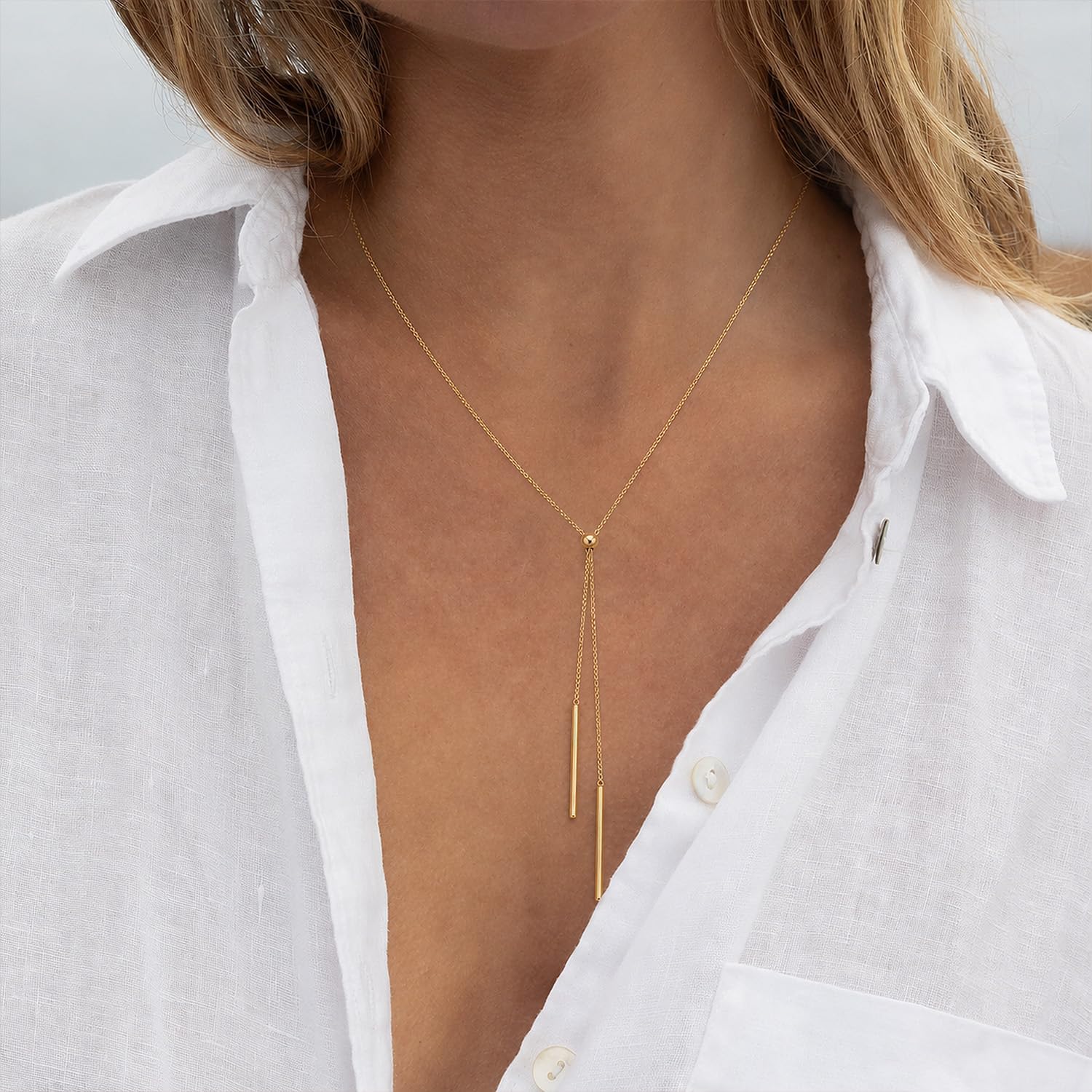 Detalle de Patwes Lariat Necklace, 14K Gold-Plated