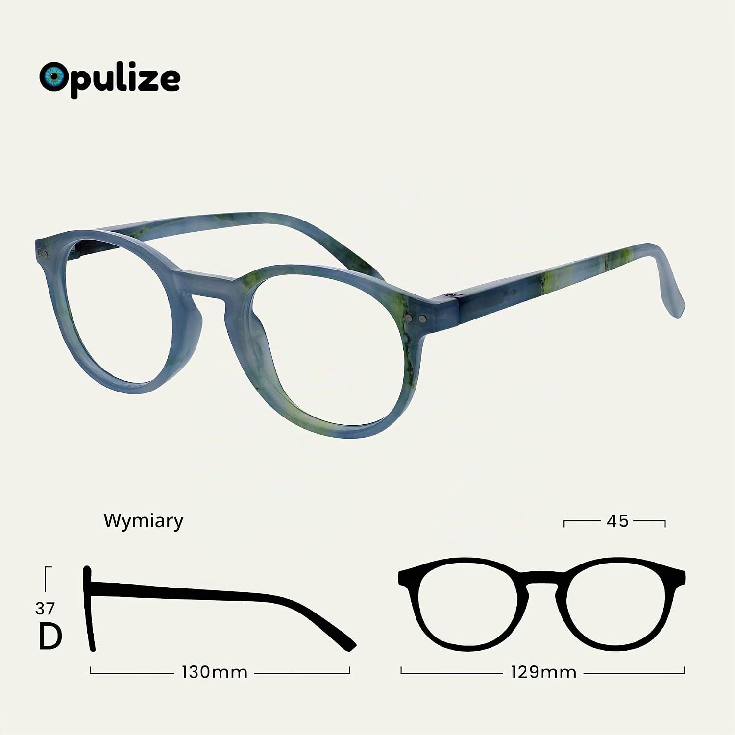 Detalle de OPULIZE R24-Q-100 – okrągłe okulary do czytania +1,00, turkusowe