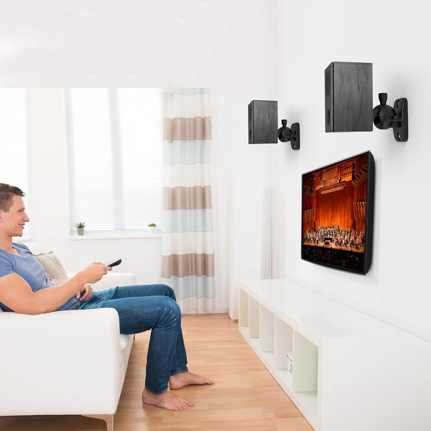 Thumbnail 6 de HomeMount Wall Mount Brackets – Universal Speaker Mounts (2 Pack) for Bookshelf Speakers, Supports Up to 8 lbs