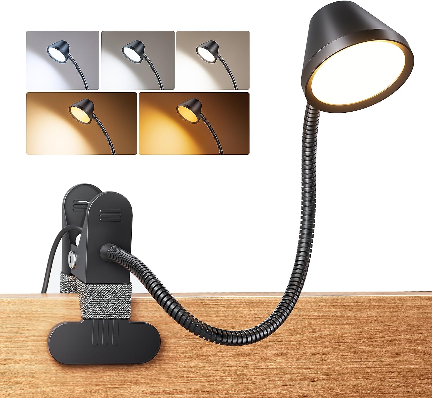 Detalle de LEPOWER Clip-On Reading Light, 400 Lumens, RG0 Lighting, Dimmable Amber Glow