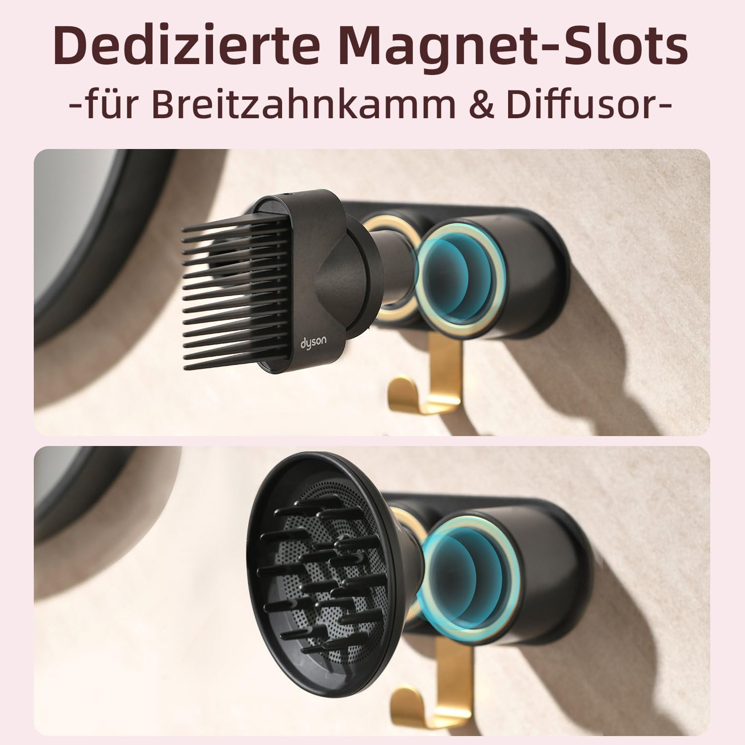Thumbnail 3 de UEMUSI Haartrocknerhalter ohne Bohren – magnetische Wandhalterung für Dyson Supersonic & Nural, weiß