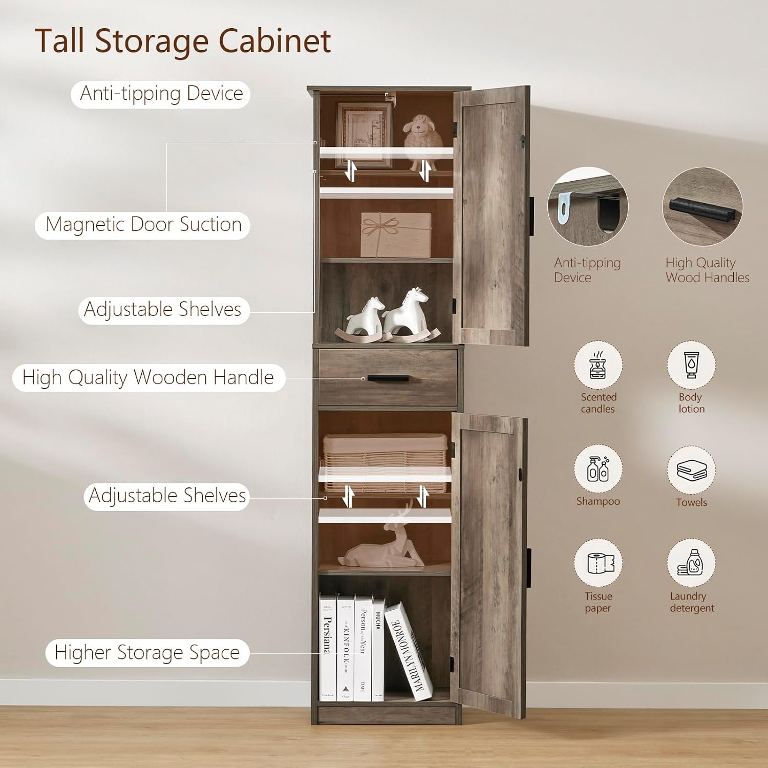 Detalle de USIKEY Storage Cabinet, 67-inch
