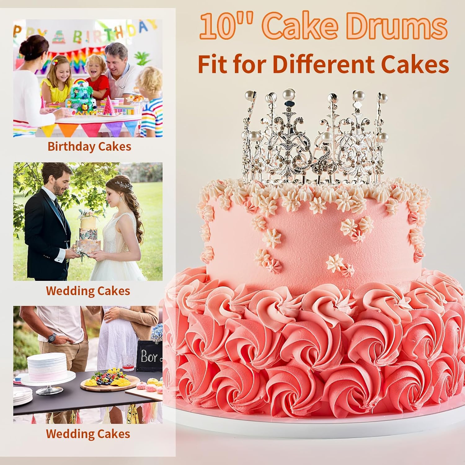 Thumbnail 6 de NIUBIER Y-123 Cake Drums, 10-Inch Round, 1/2-Inch Thick, White