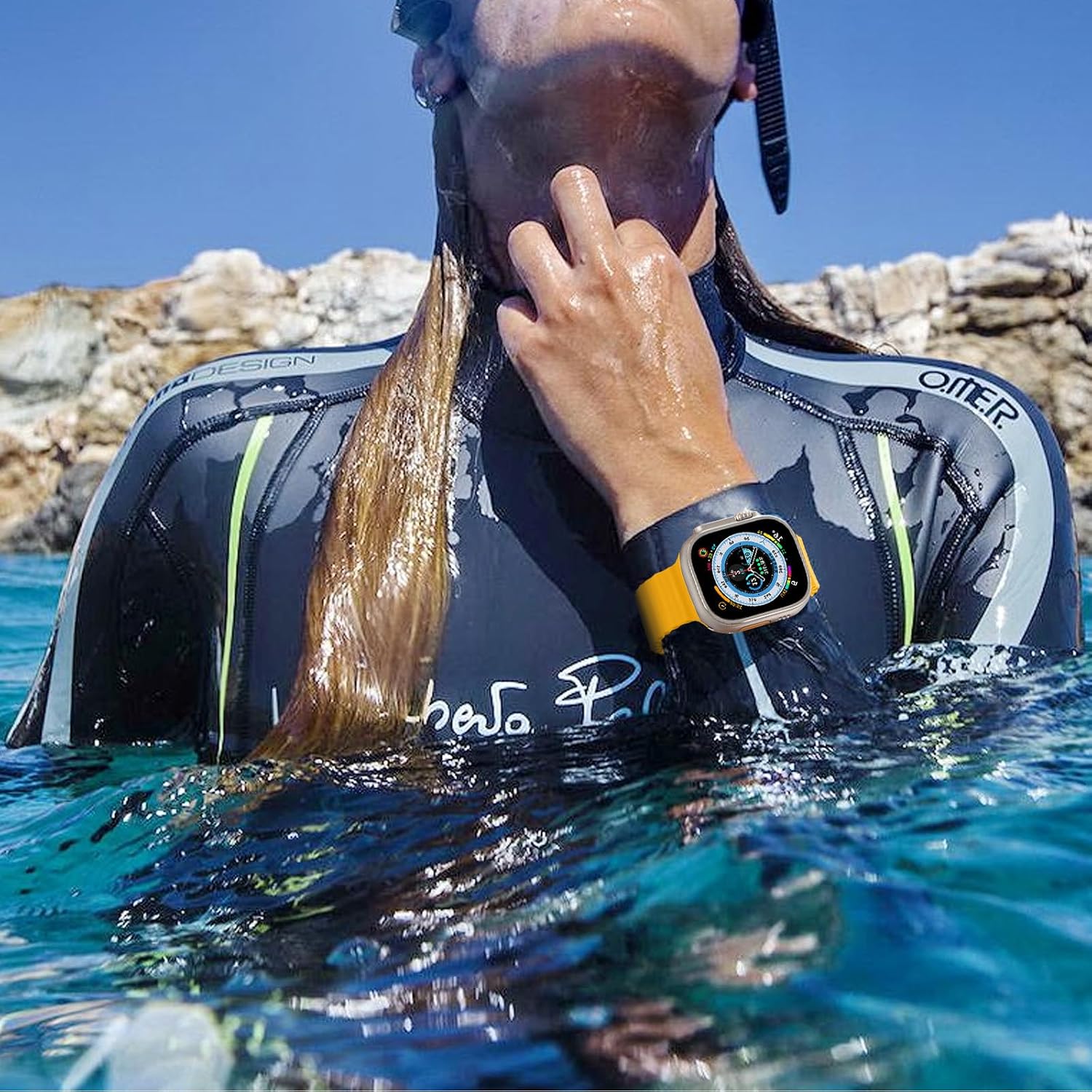Thumbnail 5 de HdanMole Silicone Ocean Strap for Apple Watch Ultra & Series (Yellow) – water-sport style band