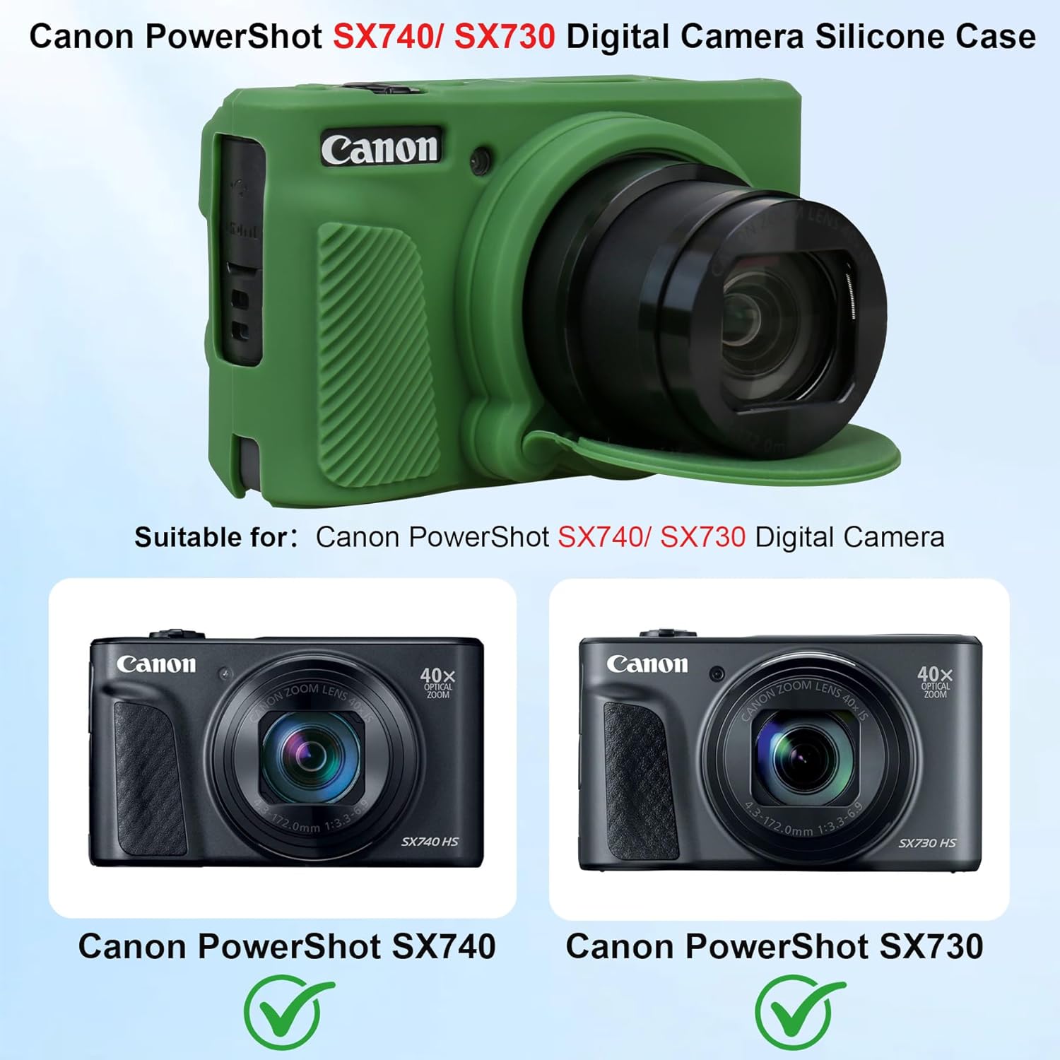 Detalle de Elonbo SX740 camera case in green