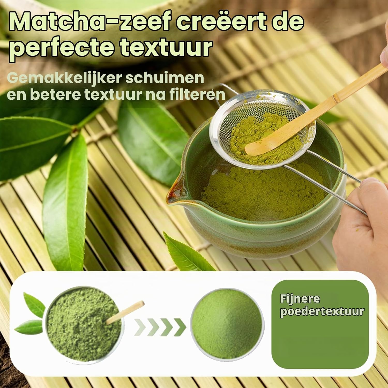 Detalle 2 de oasymala MC1 matchaset van keramiek, groen, met schenktuit en accessoires