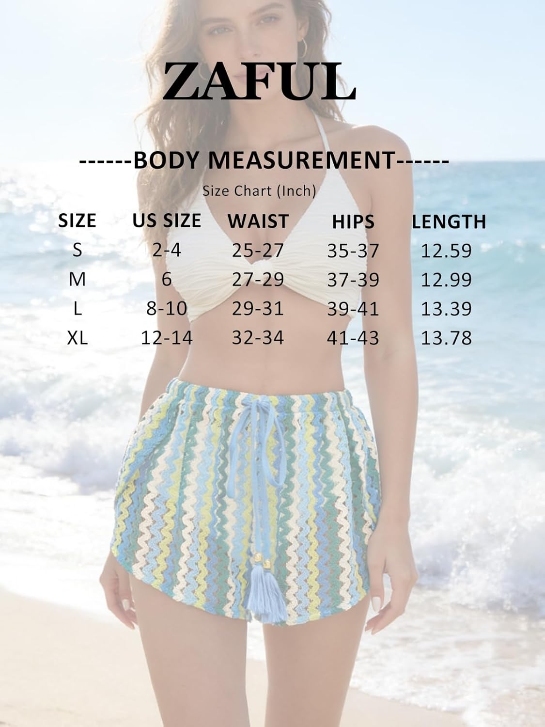 Thumbnail 6 de ZAFUL Crochet Cover Up Shorts for Women – Boho High Waist, Drawstring, Beach Swim Bottom
