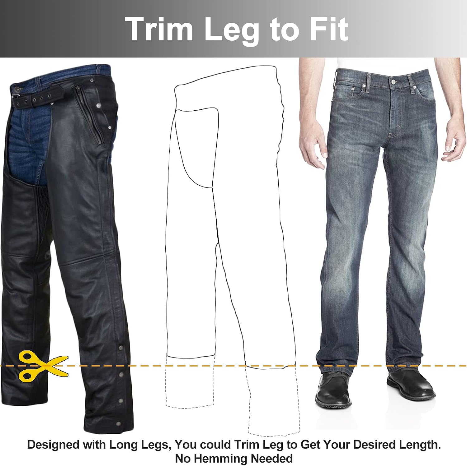 Detalle 2 de Dream Apparel Motorcycle Chaps in Leather