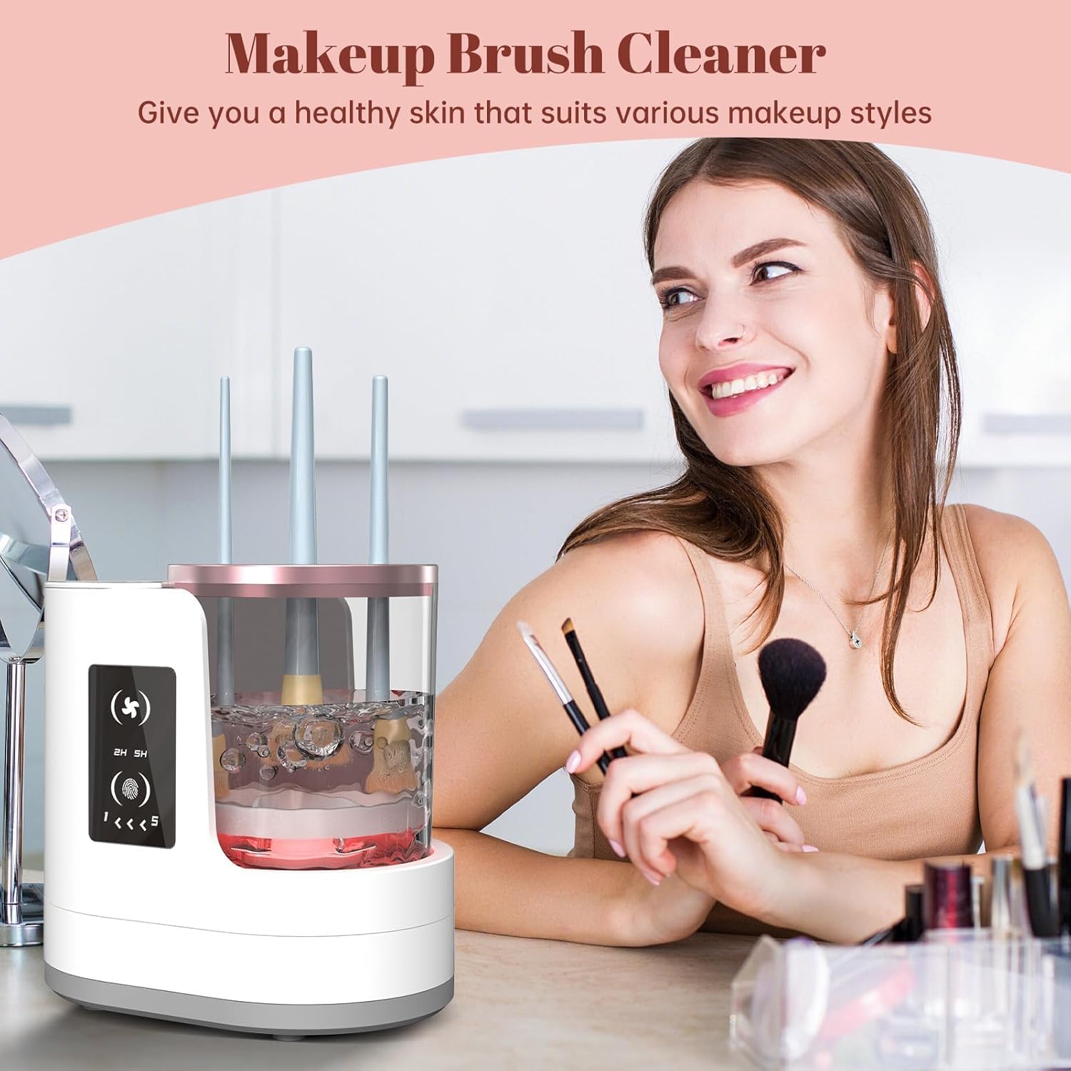 Detalle de OctHope 3-in-1 Electric Makeup Brush Cleaner Machine (White)