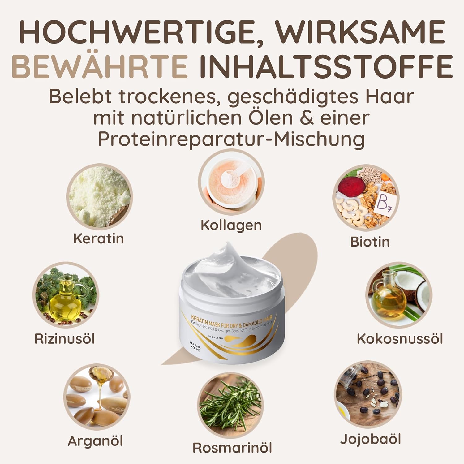 Thumbnail 4 de Vitamins Keratin Haarmaske Haarkur – Deep Conditioner 1 Einheit