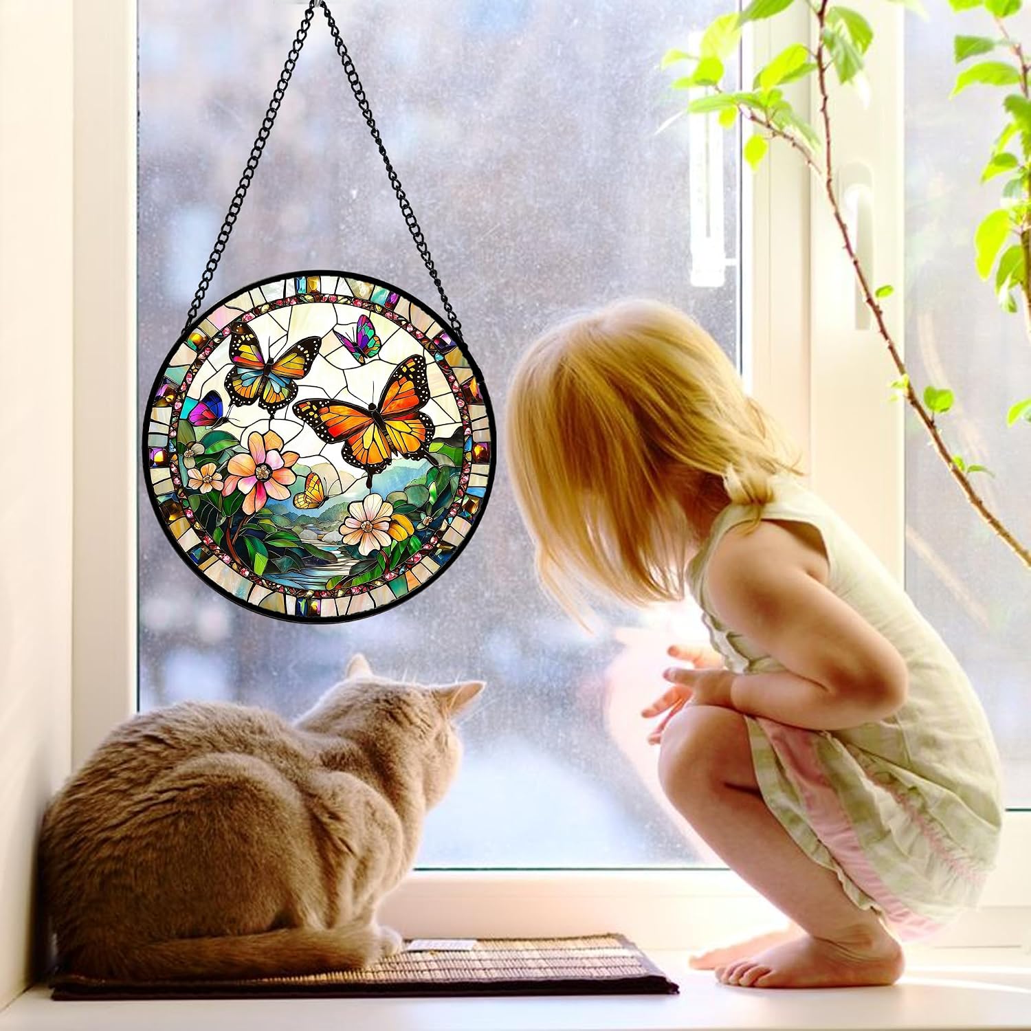 Detalle de Stained Glass Suncatcher, 9.8-Inch