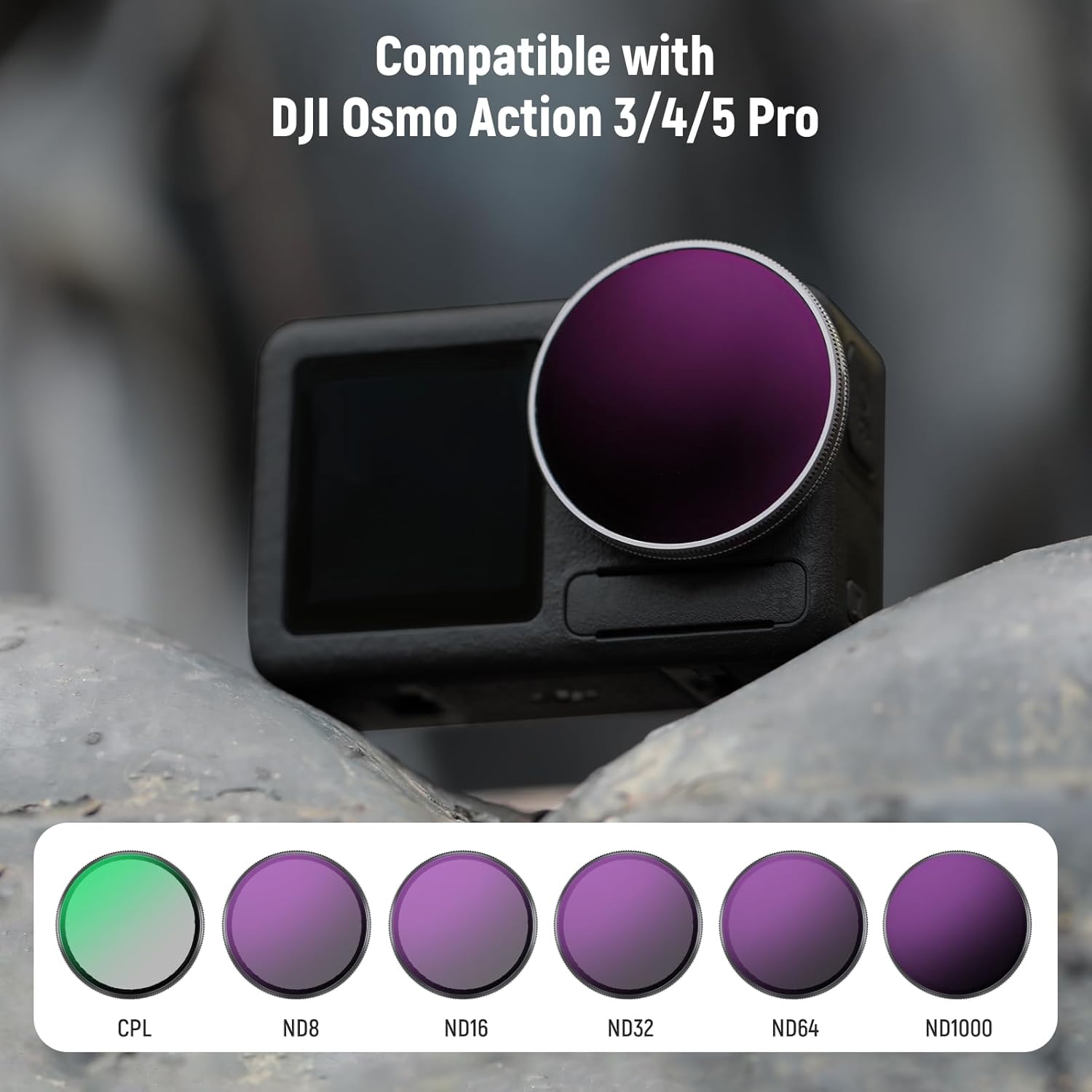 Thumbnail 1 de NEEWER Set filtri ND + CPL per DJI Osmo Action 3/4/5 Pro (6pz) FL-A78