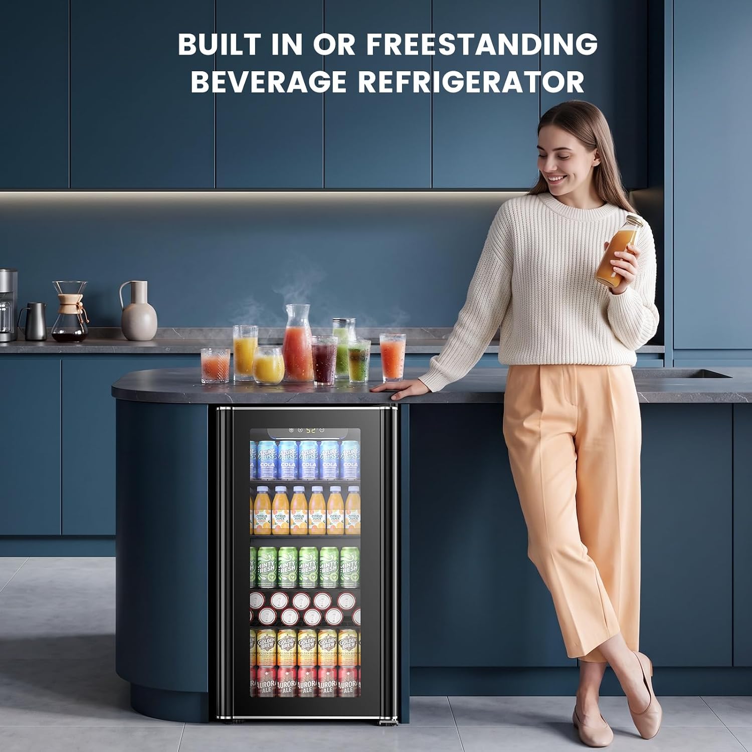 Detalle 1 de Electactic W5899H Beverage Refrigerator, 3.2 cu. ft., Glass Door and Adjustable Shelves