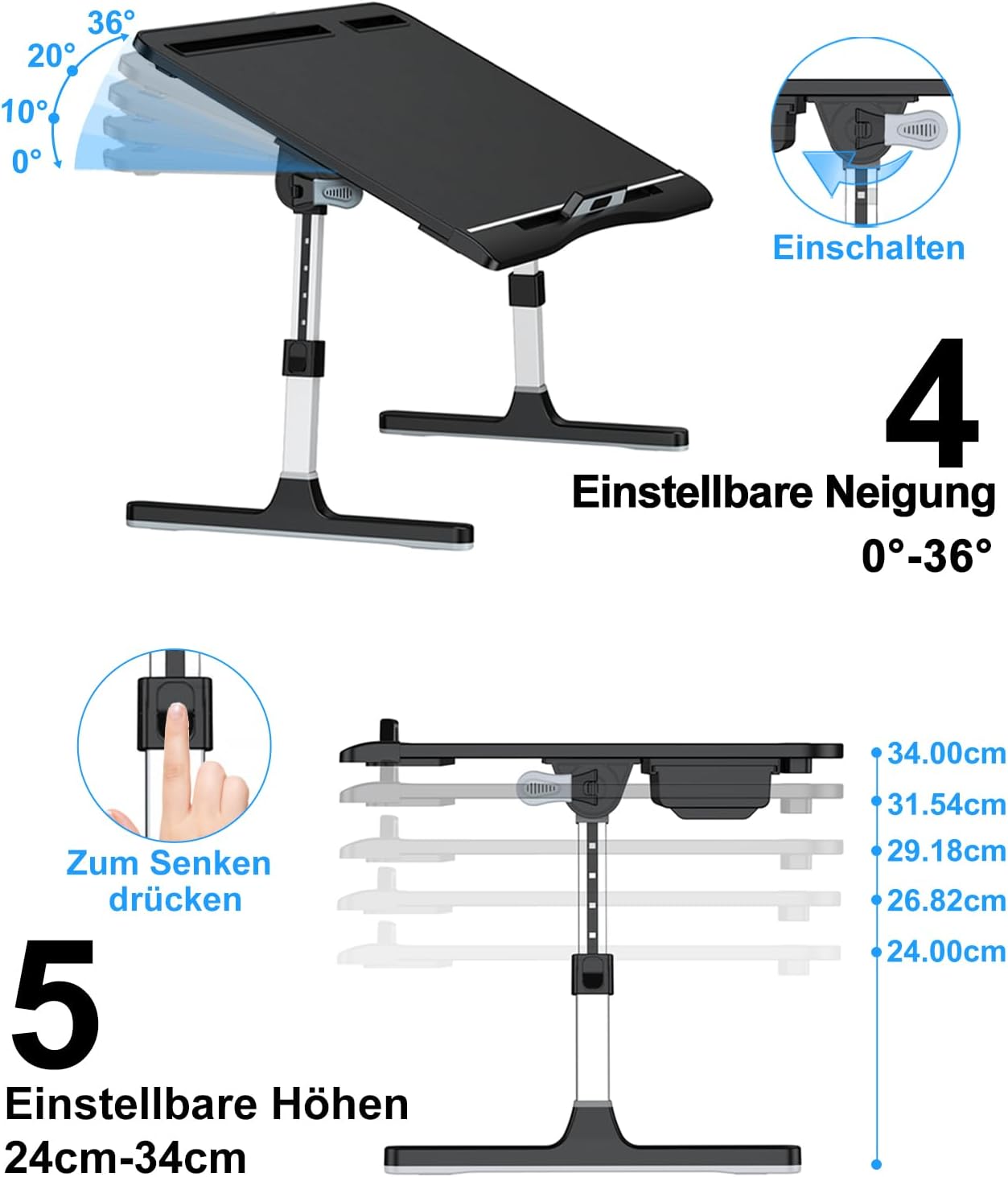 Thumbnail 2 de Betttisch Potuopy Leder Laptoptisch 60 x 40 cm