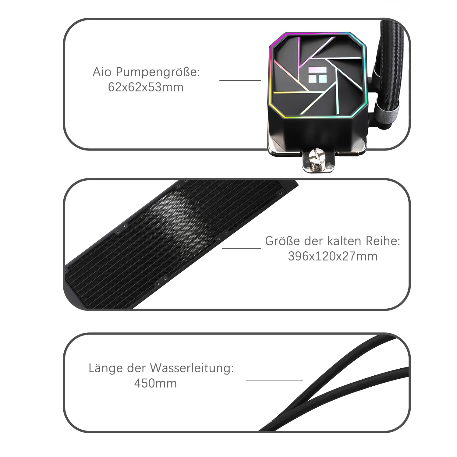 Detalle de TR-Thermalright Aqua Elite 360 V3 Wasserkühlung – Komplettset für AM4/AM5, ARGB 3x120mm