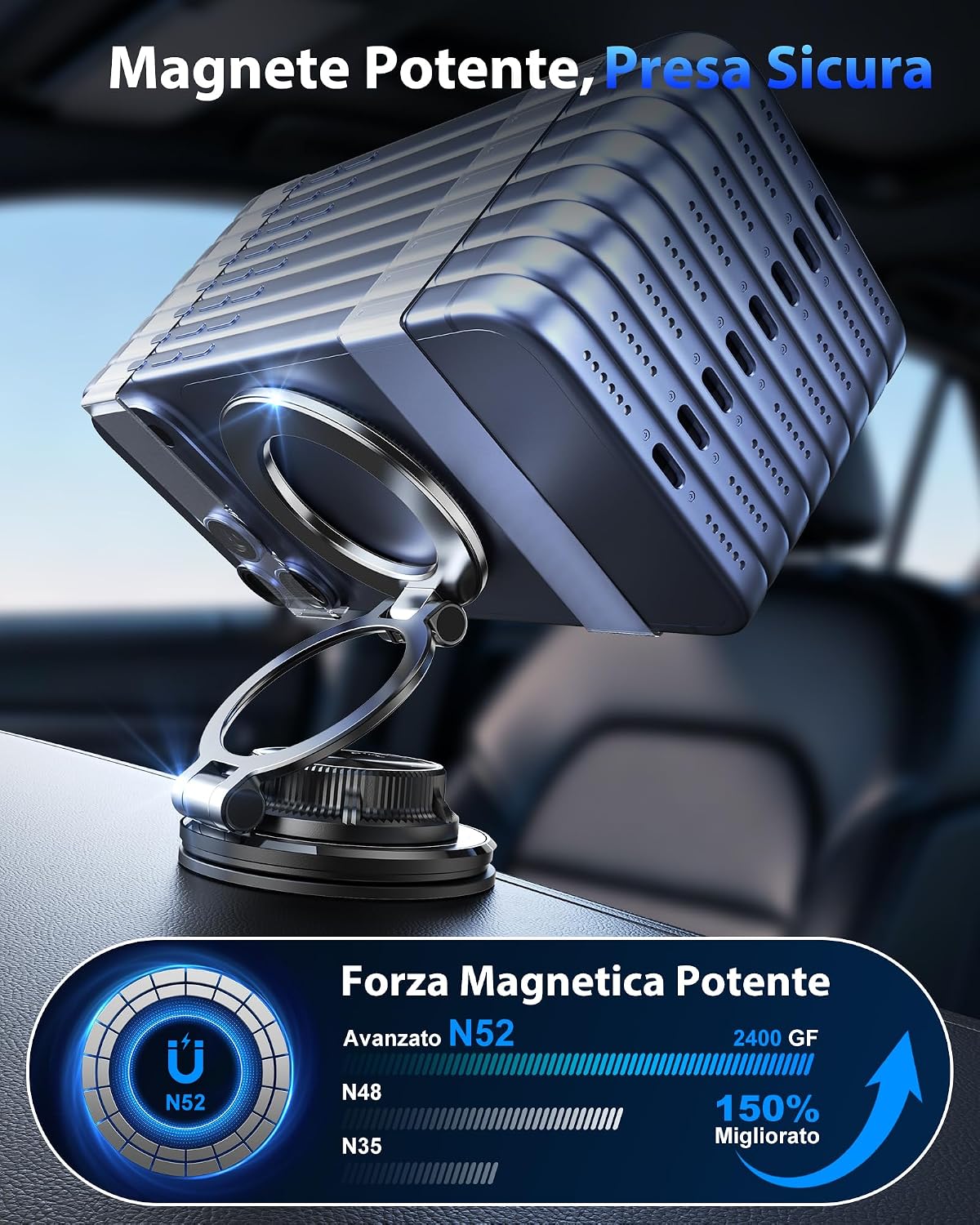 Thumbnail 6 de Glangeh Ultra Sottile Porta Cellulare Auto 360° rotazione