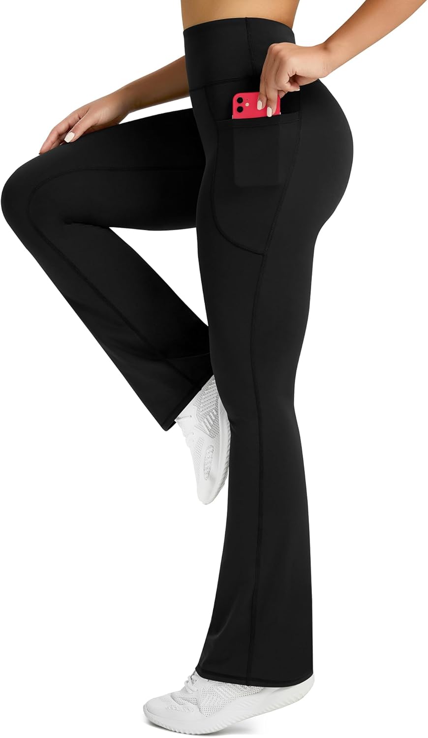 Thumbnail 1 de PRETISKY Women’s Flared Yoga Pants with Pockets, High-Waisted Bell-Bottom Leggings