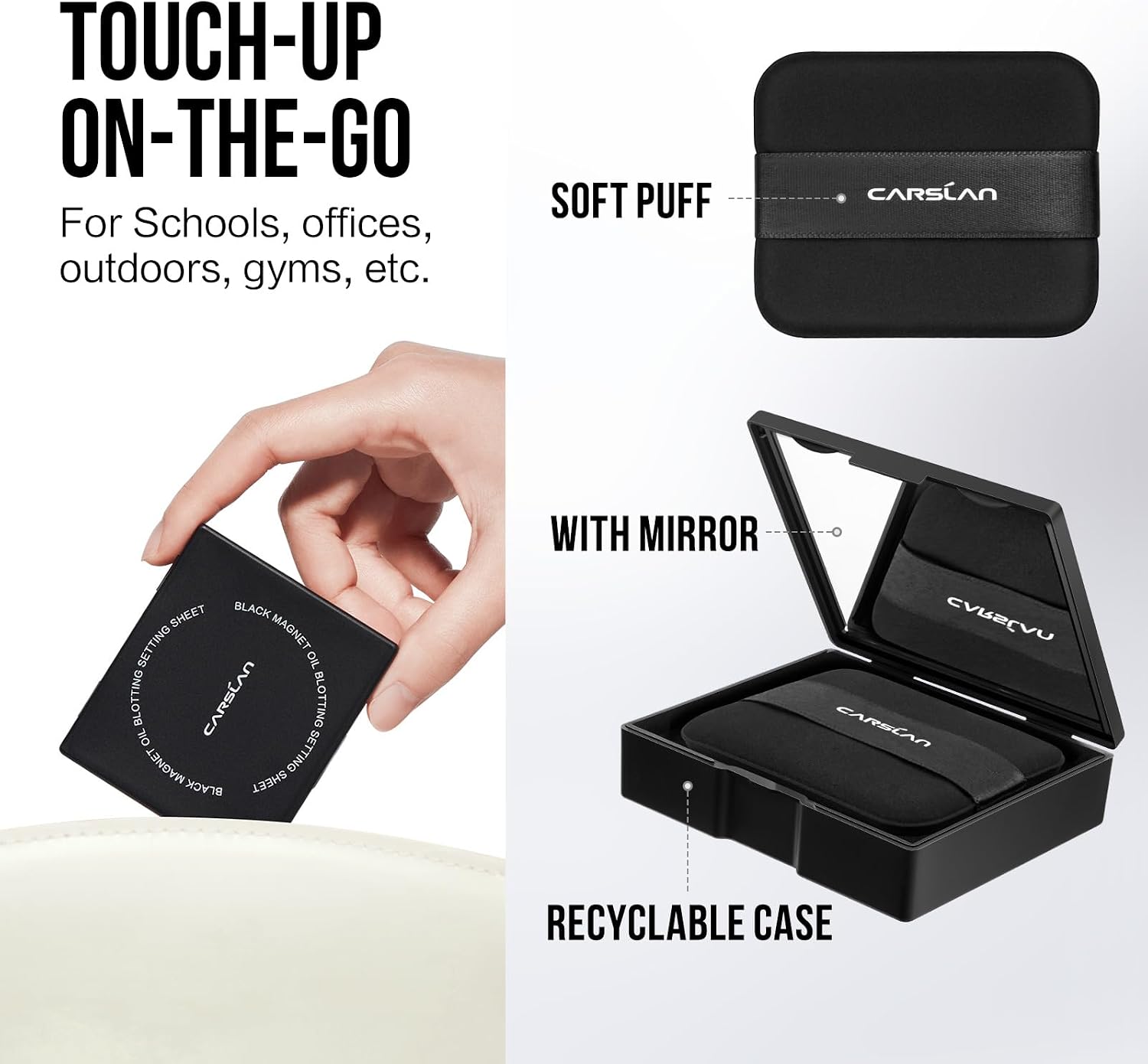 Detalle de CARSLAN Makeup Blotting Paper with Powder: Portable Matte Solution for Oily & Combination Skin