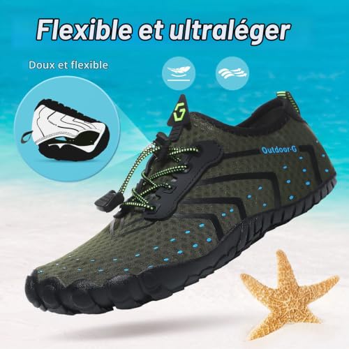 Detalle 2 de Chaussures aquatiques Hanani Unisex – Séchage rapide, antidérapantes, vert EU42