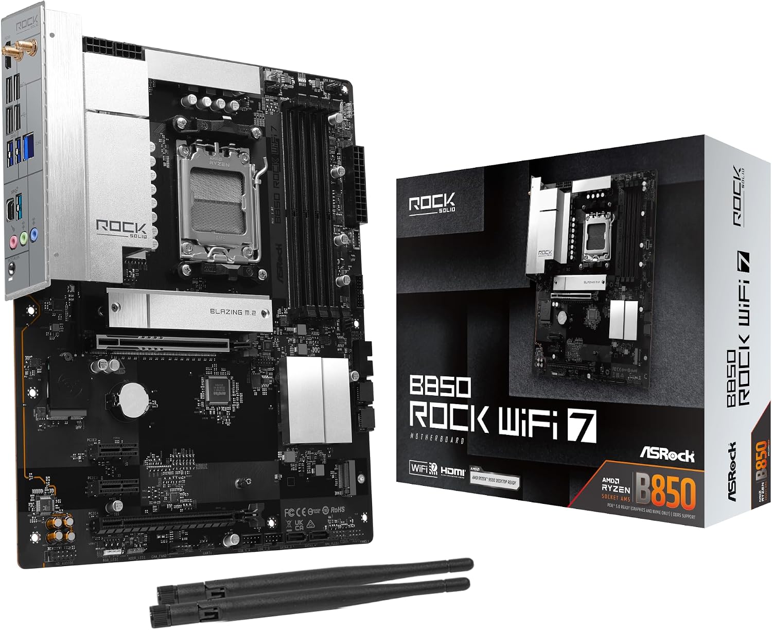 Detalle de ASRock B850 Rock WiFi7 AMD B850搭載 ATXマザーボード DDR5・Wi-Fi 7対応
