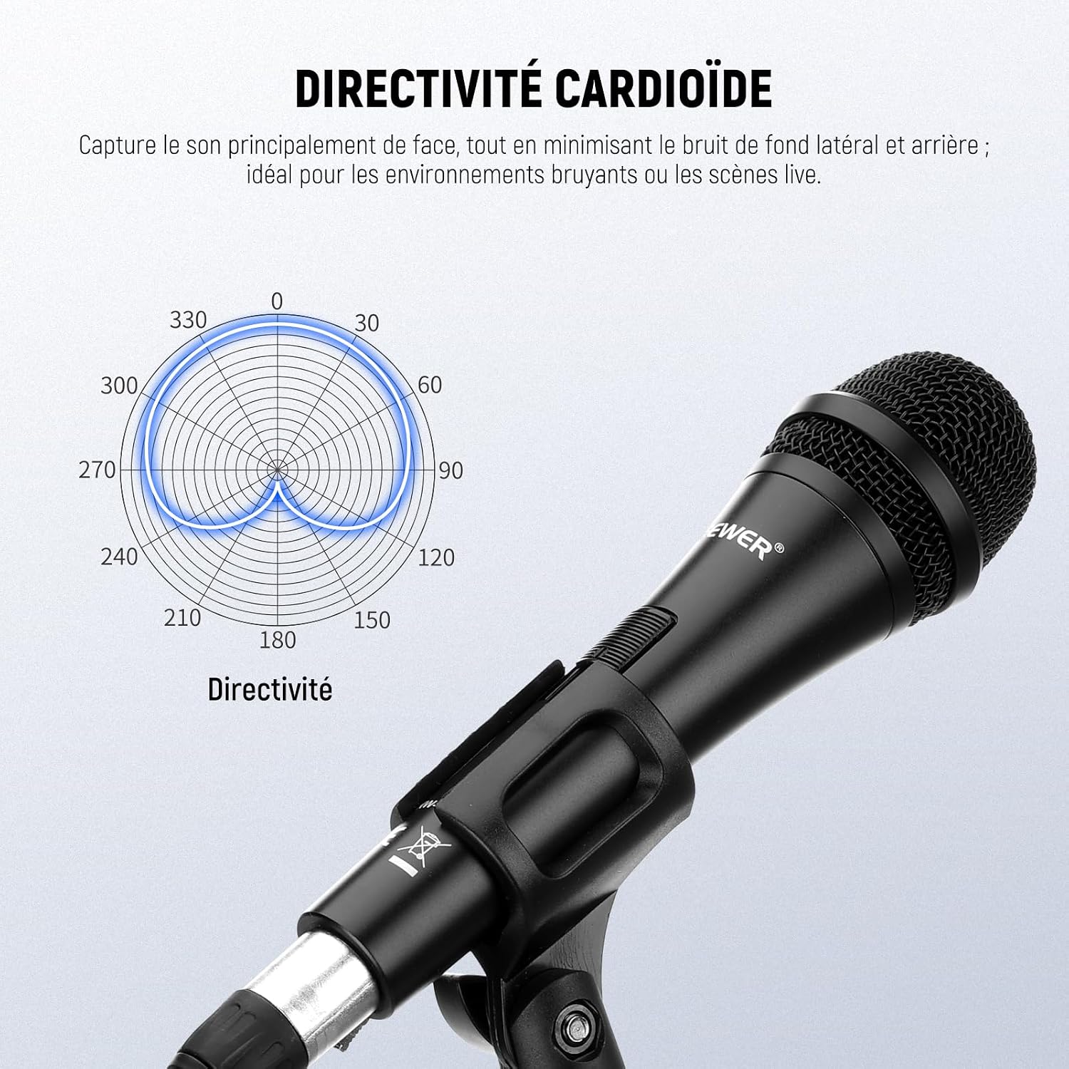 Detalle de NEEWER NW-040 Microphone Dynamique cardioïde – robustesse et polyvalence pour streaming, voix et instruments