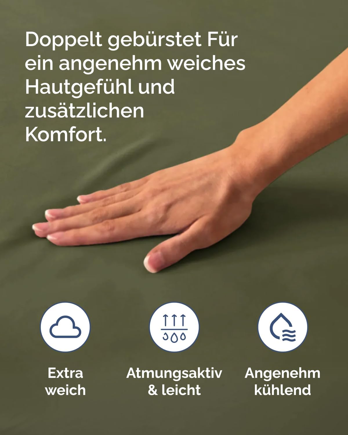 Detalle de Spannbettlaken 140x200 cm Salbei Grün – extra tiefes Spannbetttuch bis 40 cm Matratzenhöhe (Oeko-TEX)