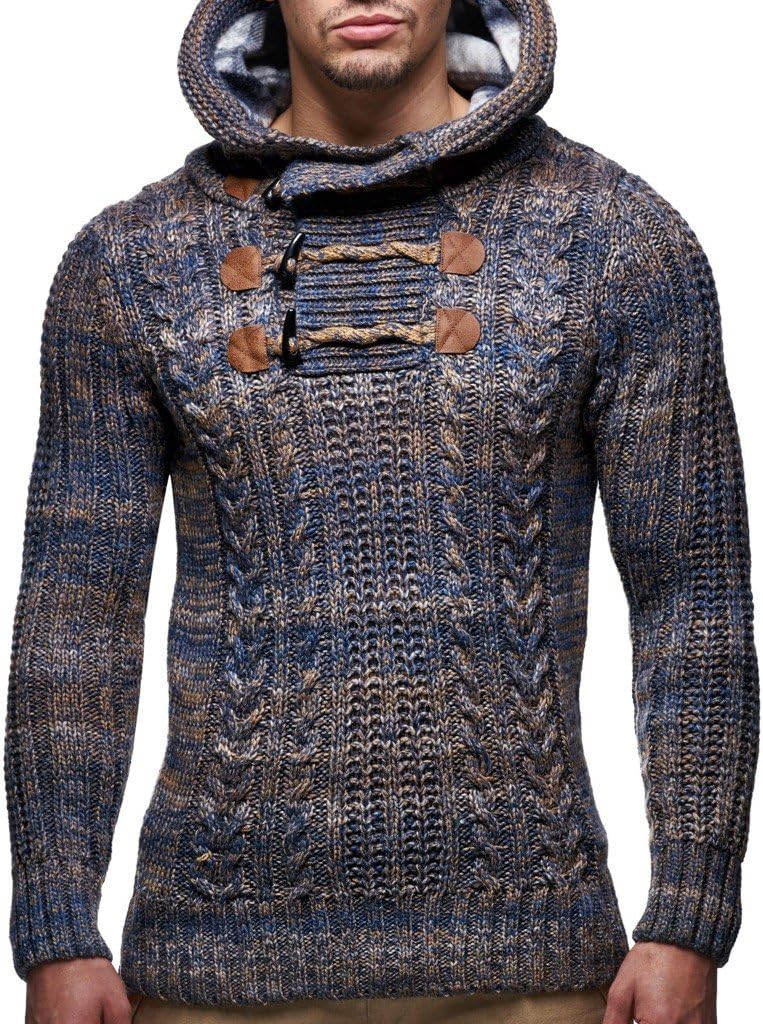 Detalle de Leif Nelson Maglione con Cappuccio LN-6004: eleganza casual e vestibilità Slim