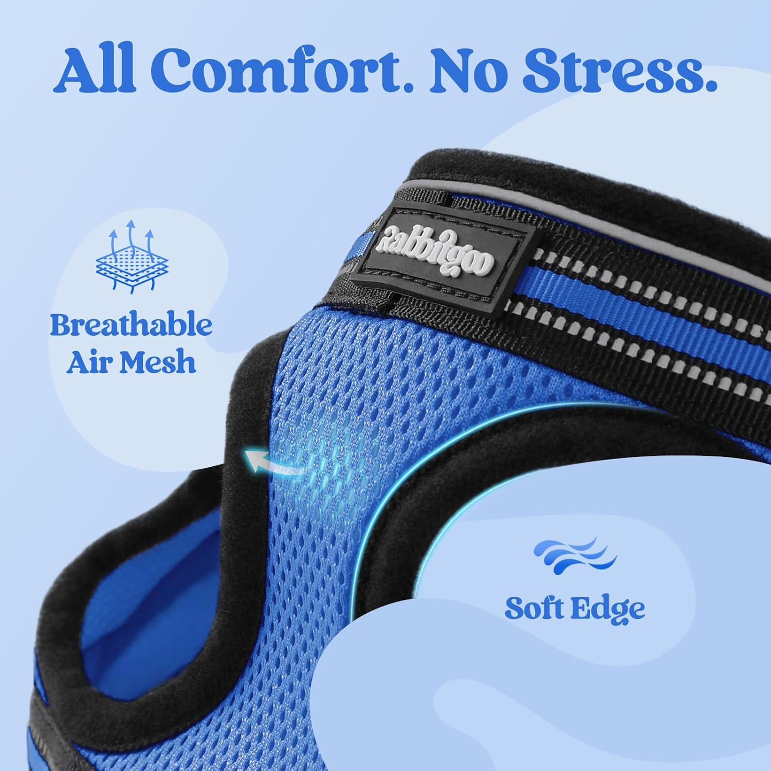 Thumbnail 6 de rabbitgoo Cat Harness and Leash Set for Extra Small Cats: Escape-Proof Vest Harness with Reflective Strip (Blue, Large)