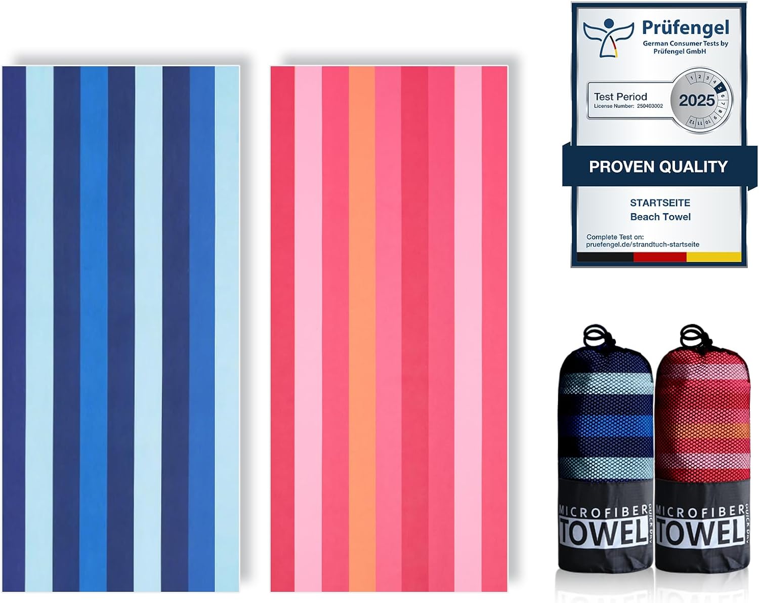 Detalle de Microfibre Beach Towels 200x90cm 2 Pack