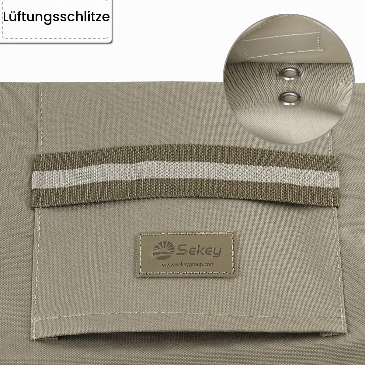 Detalle 2 de Sekey Schutzhülle für Doppel-Sonnenschirm – Taupe, 160 x 62 cm, mit Stab und Reißverschluss