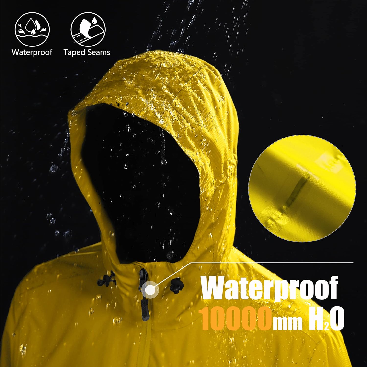 Thumbnail 2 de 33,000ft Regenjacke Herren – Wasserdichte, leichte Outdoorjacke mit Kapuze