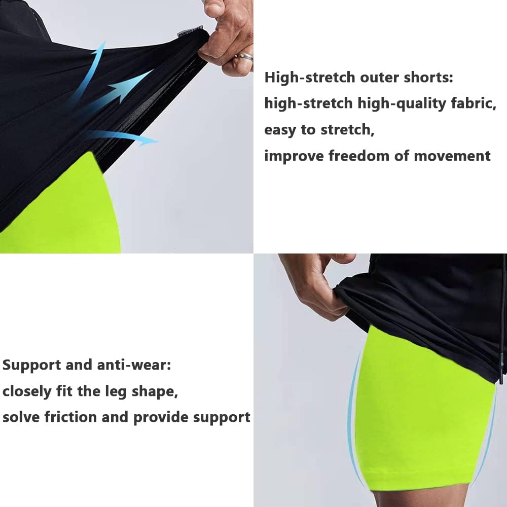 Thumbnail 4 de JWJ Men's 2-in-1 Running Shorts with Quick-Dry Fabric and Pockets