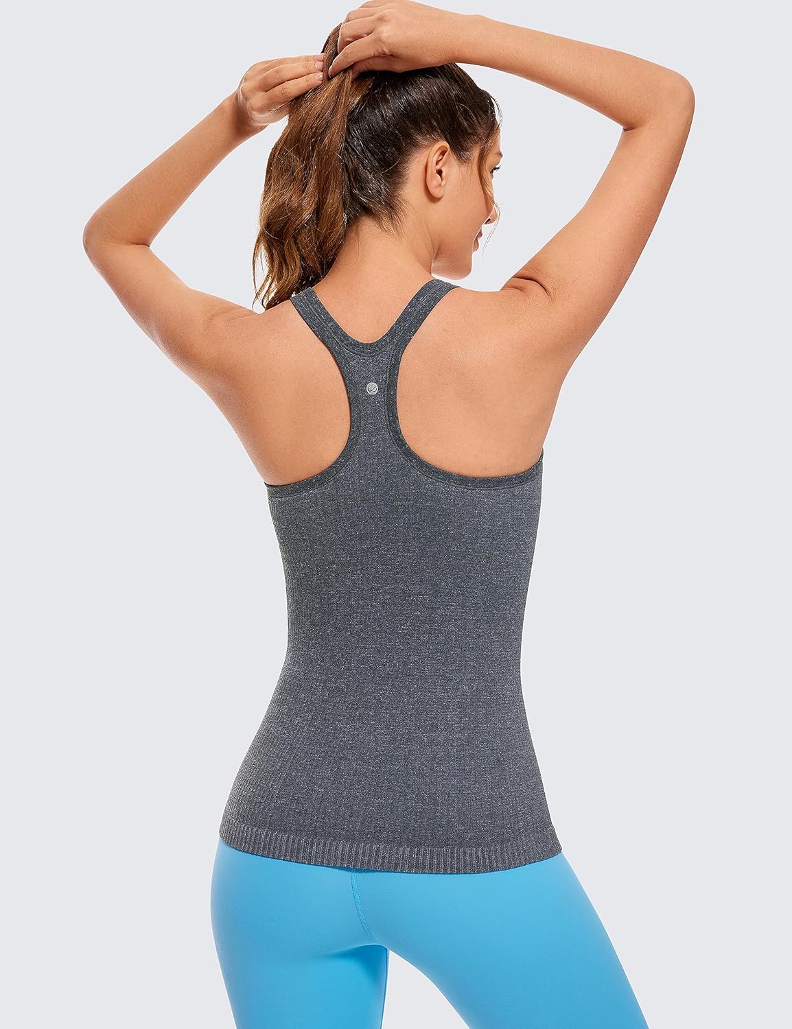 Detalle de CRZ YOGA Femmes sans Couture Côtelé Rembourré Y-Back Réservoir Hauts avec Soutien-Gorge Intégré