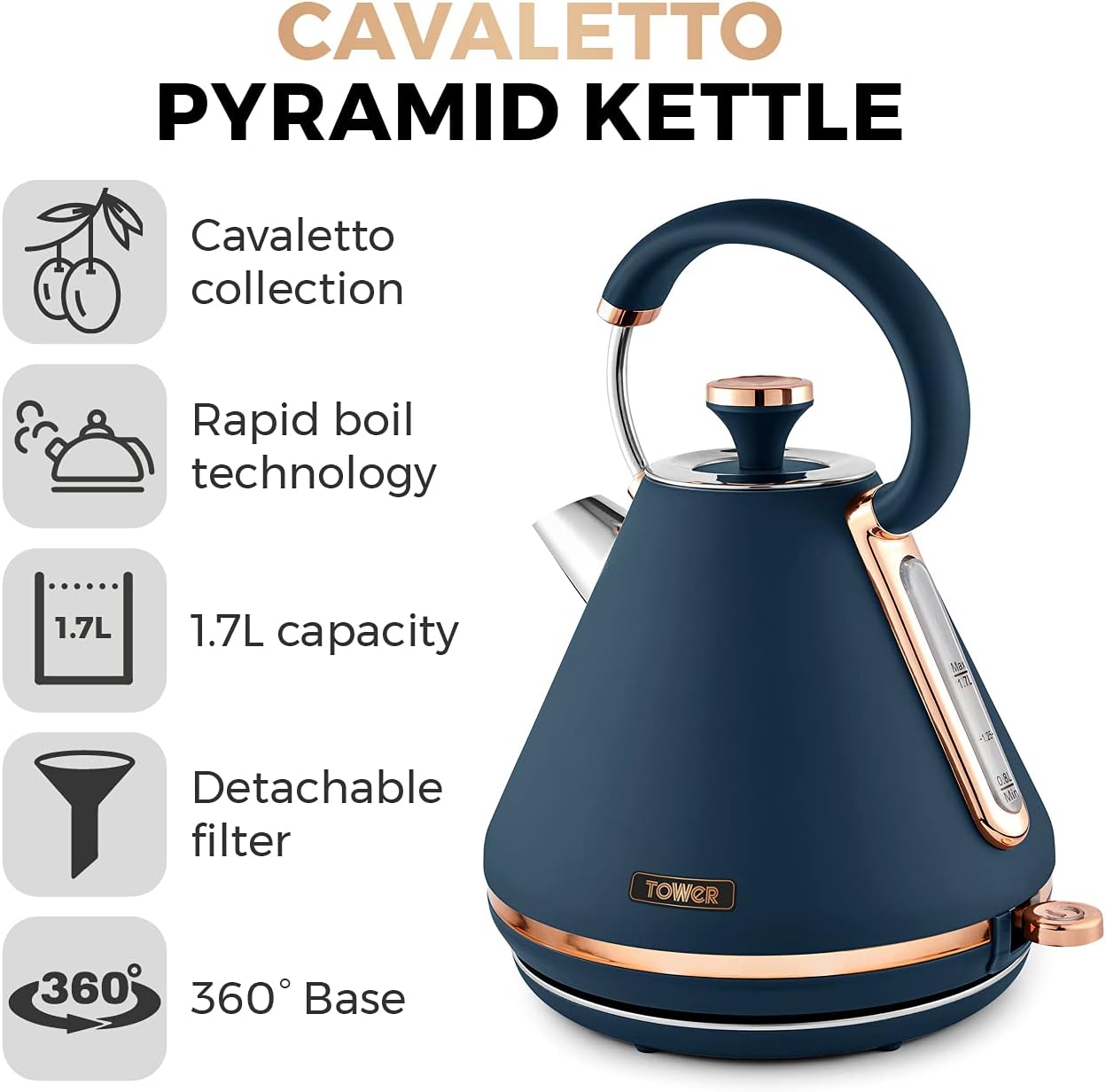 Thumbnail 1 de Tower Cavaletto Pyramid Kettle 1.7L