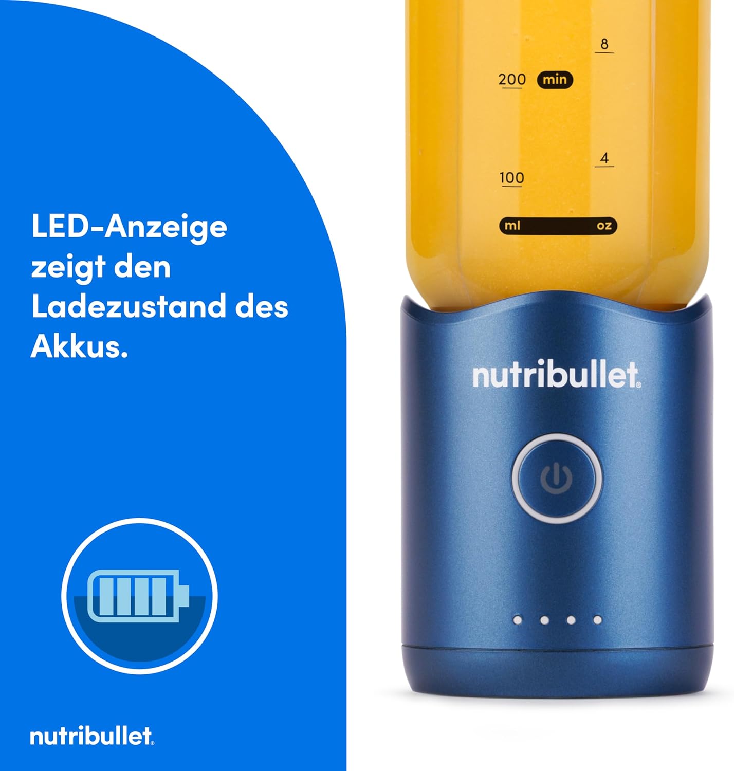 Thumbnail 4 de nutribullet Flex 590ml – Tragbarer Smoothie-Mixer mit Trinkdeckel, USB-C, BPA-frei, Blau (NBP013BL)