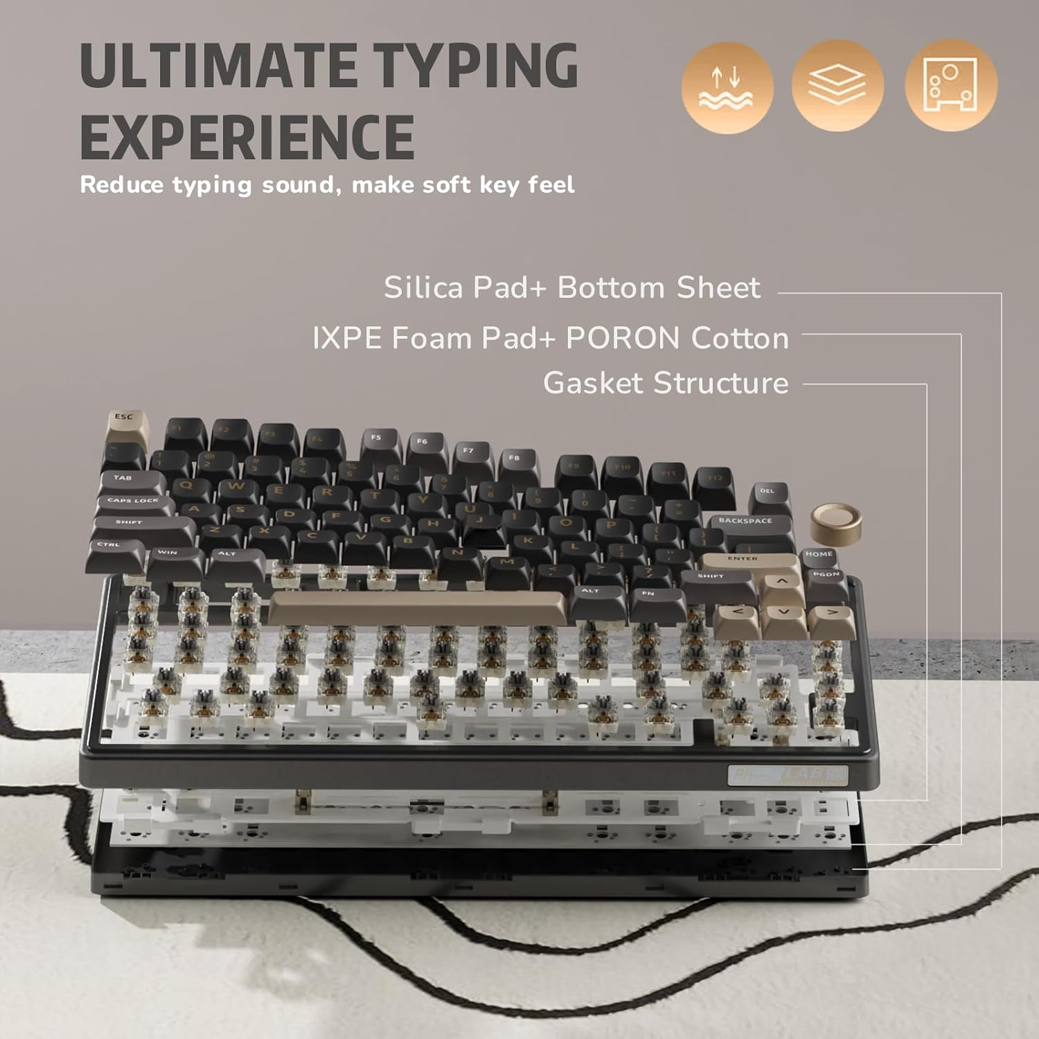 Thumbnail 3 de RK ROYAL KLUDGE R75 Wired Gaming Keyboard with Volume Knob (75% Mechanical) — QMK/VIA, Hot-Swappable Speed Silver